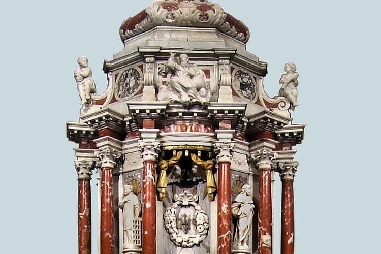 Chiesa di San Lorenzo martire di Talmassons, Altare maggiore, Antonio Nascenti, portella del tabernacolo, 1735