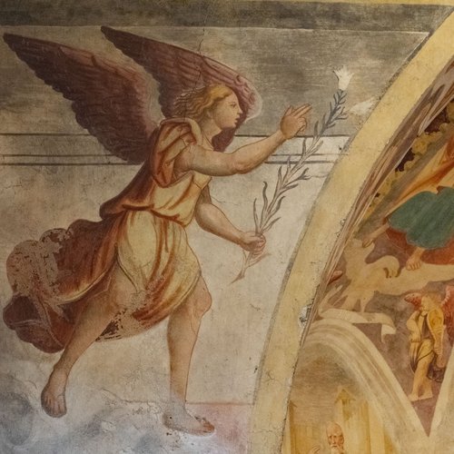 Arco trionfale, lati, Annunciazione, chiesa di Sant'Andrea Apostolo, Gris