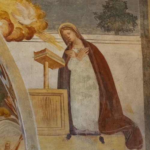 Arco trionfale, lati, Annunciazione, chiesa di Sant'Andrea Apostolo, Gris