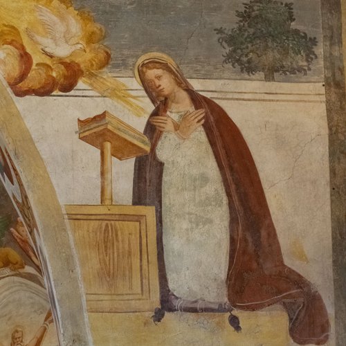 Arco trionfale, lati, Annunciazione, chiesa di Sant'Andrea Apostolo, Gris