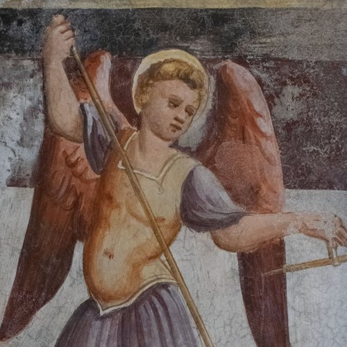 Arco trionfale, registro inferiore, San Giorgio e il drago, chiesa di Sant'Andrea Apostolo, Gris