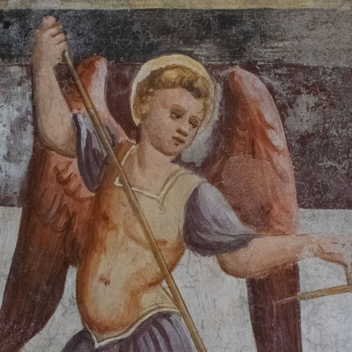 Arco trionfale, registro inferiore, San Giorgio e il drago, chiesa di Sant'Andrea Apostolo, Gris