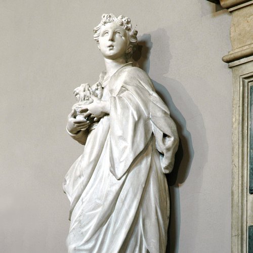 Chiesa della Beata Vergine del Carmine, statue delle quattordici Virtù, Amor proximi, Giovanni e Francesco Bonazza