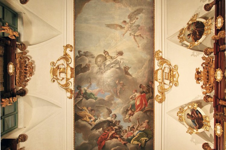 Nicolò Bambini, Decorazione del soffitto della Biblioteca Patriarcale. Al centro, Il trionfo della Sapienza, 1711