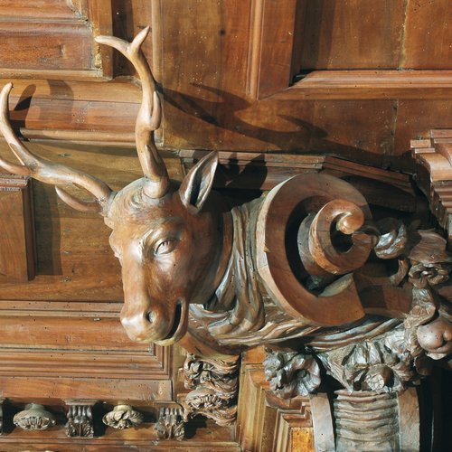 Palazzo Patriarcale, biblioteca, Protromi bestiali nel ballatoio, sec. XVIII, Udine