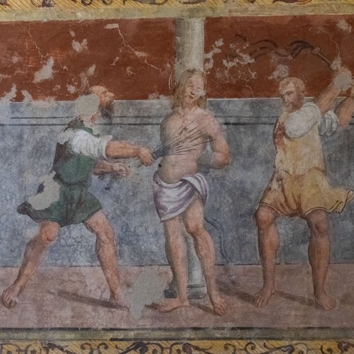 Flagellazione, affresco sec. XVI, chiesa di Sant'Andrea Apostolo, Gris