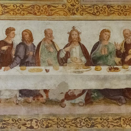 Ultima cena, affresco sec. XVI, chiesa di Sant'Andrea Apostolo, Gris