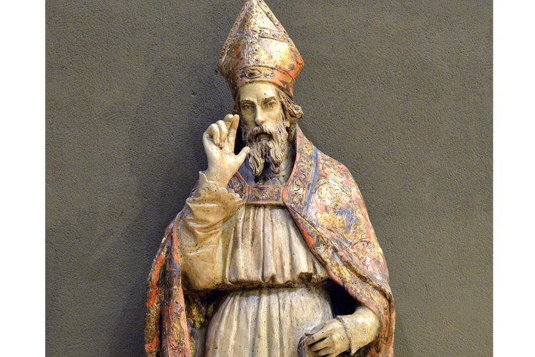 Manifattura bavarese (?), San Nicolò, 1879 ca, ceramica