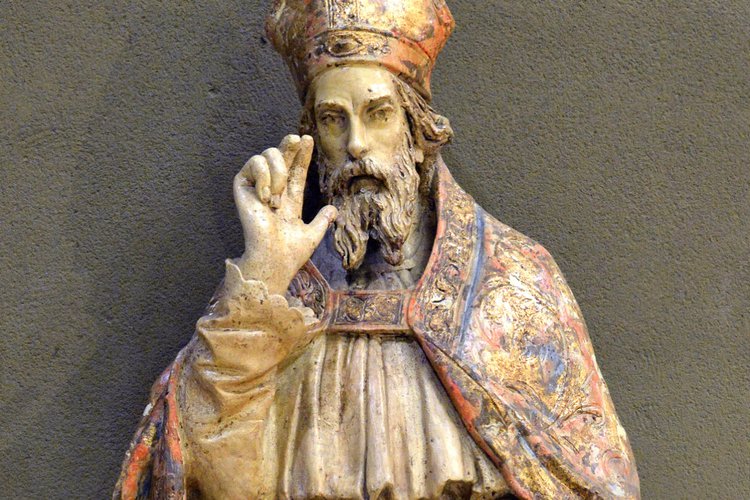 Manifattura bavarese (?), San Nicolò, 1879 ca, ceramica