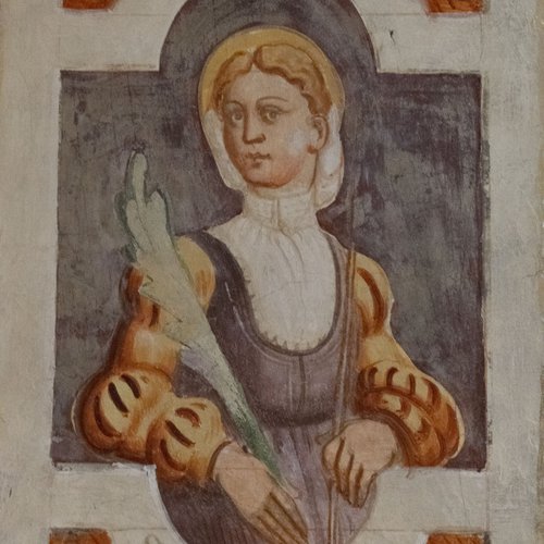 Arco trionfale, intradosso, Santa Barbara, chiesa di Sant'Andrea Apostolo, Gris