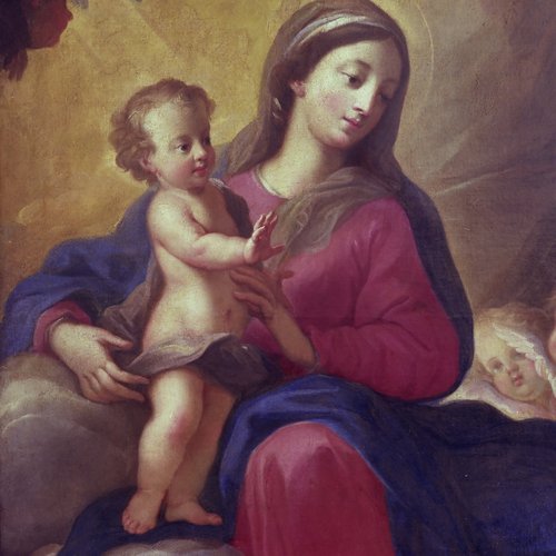 A. Balestra, La Vergine che appare a San Filippo Neri, seconda metà sec. XVII, olio su tela, particolare