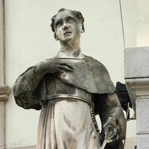 Chiesa della Beata Vergine del Carmine, esterno, statua, Giovanni e Francesco Bonazza
