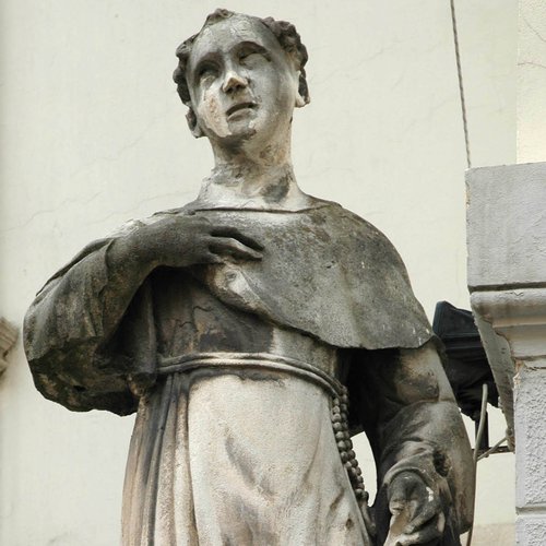 Chiesa della Beata Vergine del Carmine, esterno, statua, Giovanni e Francesco Bonazza
