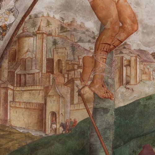 Chiesa di San Leonardo, Gianfrancesco da Tolmezzo, Crocifissione, particolare, 1496, Provesano
