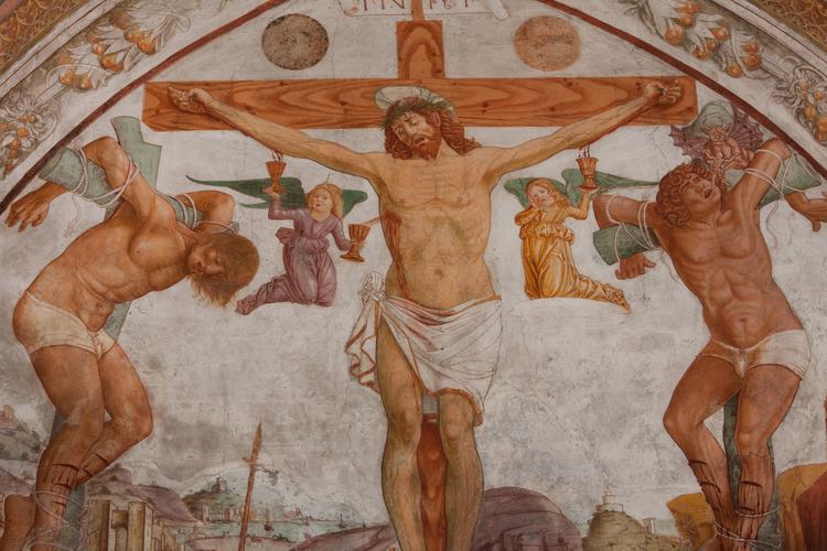 Chiesa di San Leonardo, Gianfrancesco da Tolmezzo, Crocifissione, particolare, 1496, Provesano
