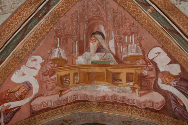 Chiesa di San Leonardo, Gianfrancesco da Tolmezzo, affreschi della volta dell'abside, Dottori della Chiesa, particolare, 1496, Provesano