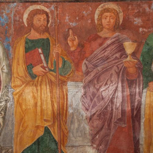 Chiesa di San Leonardo, Gianfrancesco da Tolmezzo, parete sinistra dell'abside, Apostoli, 1496, Provesano