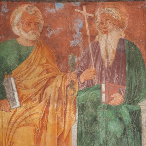 Chiesa di San Leonardo, Gianfrancesco da Tolmezzo, parete sinistra dell'abside, Apostoli, particolare, 1496, Provesano