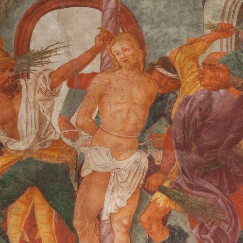 Chiesa di San Leonardo, Gianfrancesco da Tolmezzo, parete sinistra dell'abside, Flagellazione, 1496, Provesano