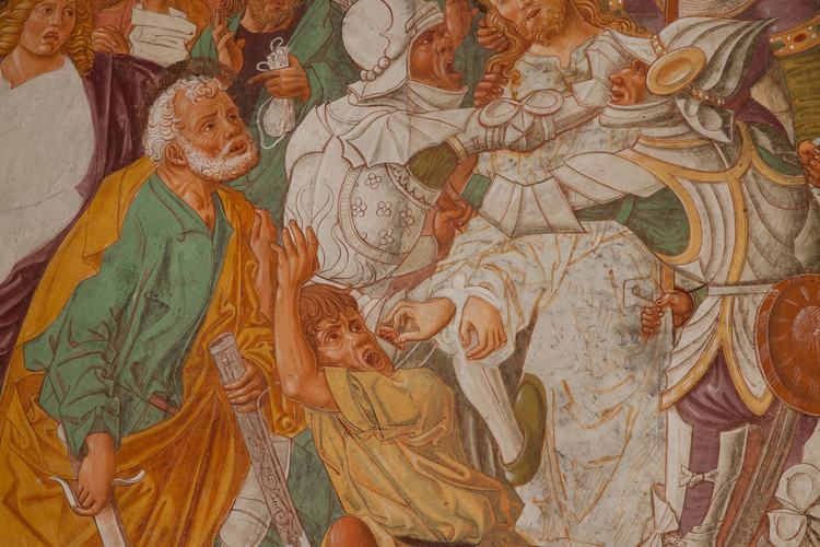 Chiesa di San Leonardo, Gianfrancesco da Tolmezzo, parete destra dell'abside, Cattura di Cristo, 1496, Provesano