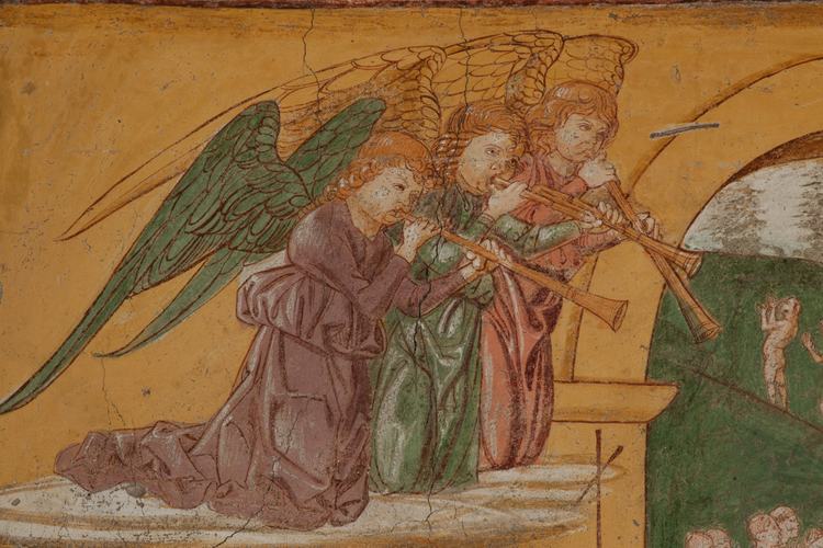 Chiesa di San Leonardo, Gianfrancesco da Tolmezzo, parete sinistra dell'abside, Giudizio Universale, particolare, 1496, Provesano