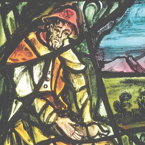 Voltois, Chiesa di San Rocco, A. Ricardi di Netro, San Rocco, vetrata 1988.