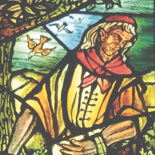 Voltois, Chiesa di San Rocco, A. Ricardi di Netro, San Rocco, vetrata 1988.