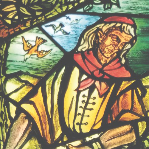 Voltois, Chiesa di San Rocco, A. Ricardi di Netro, San Rocco, vetrata 1988.