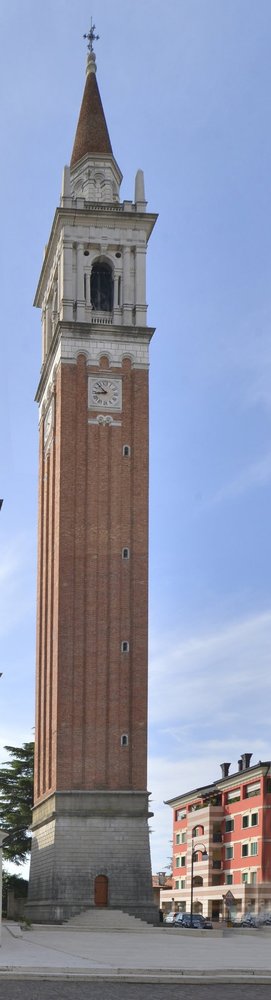 Campanile nuovo, 1909-1921, chiesa parrocchiale di San Pietro Apostolo, Azzano Decimo