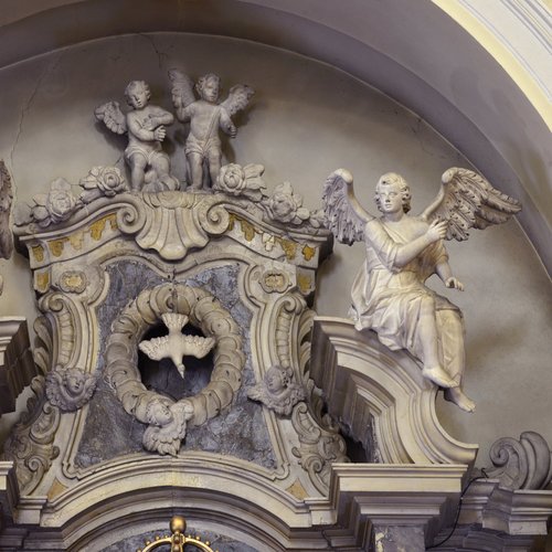 Giuseppe e Giovanni Mattiussi, Altare del Rosario, particolare, XVIII sec, chiesa parrocchiale di San Pietro Apostolo, Azzano Decimo