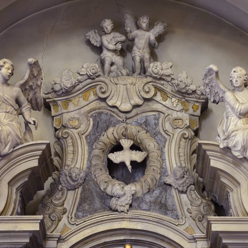 Giuseppe e Giovanni Mattiussi, Altare del Rosario, particolare, XVIII sec, chiesa parrocchiale di San Pietro Apostolo, Azzano Decimo