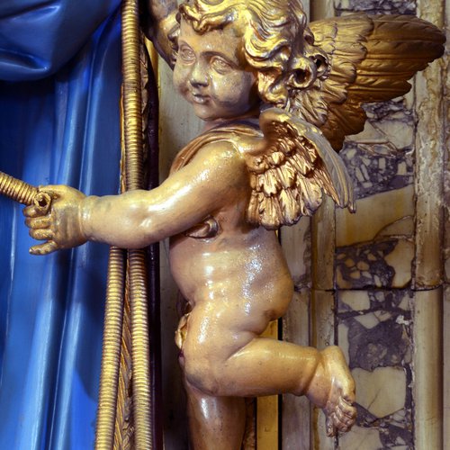 Giovanni Costantini, Beata Vergine del Rosario, 1913, particolare, altare del Rosario, chiesa parrocchiale di San Pietro Apostolo, Azzano Decimo