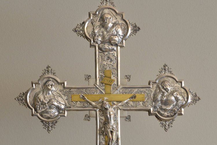 Argentiere veneziano, Croce astile, sec XVII-XVIII, chiesa parrocchiale di San Pietro Apostolo, Azzano Decimo