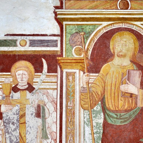 Andrea Bellunello (seguace di), San Valentino e San Giacomo, 1516, Oratorio di Santa Lucia in colle, Azzano Decimo