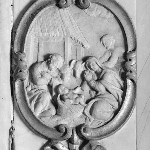 Duomo Mortegliano, Cappella Beata Vergine del Rosario, formella con Natività