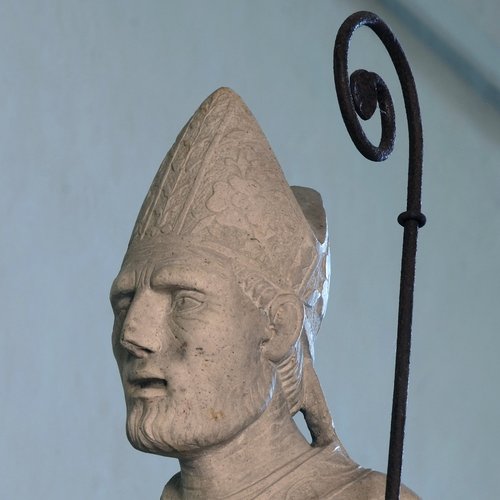 Duomo di Spilimbergo, statue dei padri della Chiesa, Sant'Ambrogio (particolare), Giovanni Pilacorte (?), 1495