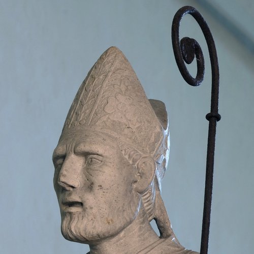 Duomo di Spilimbergo, statue dei padri della Chiesa, Sant'Ambrogio (particolare), Giovanni Pilacorte (?), 1495