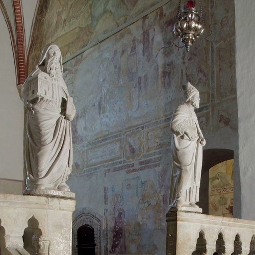 Duomo di Spilimbergo, balaustre del presbiterio con i padri della Chiesa (Girolamo, Ambrogio, Agostino, Gregorio), Giovanni Pilacorte (?), 1495