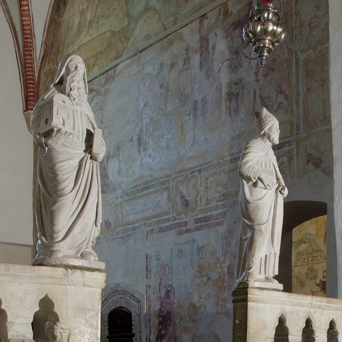 Duomo di Spilimbergo, balaustre del presbiterio con i padri della Chiesa (Girolamo, Ambrogio, Agostino, Gregorio), Giovanni Pilacorte (?), 1495