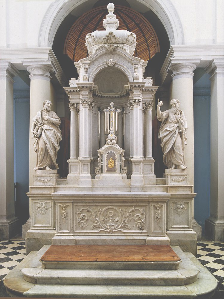 Altare maggiore, 17961868, marmo bianco.
