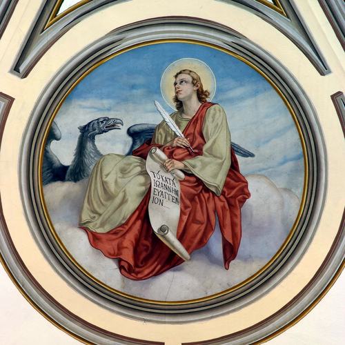 Chiesa parrocchiale di Variano, Giacomo Monai, San Giovanni, ovale nel soffitto del coro, 1940