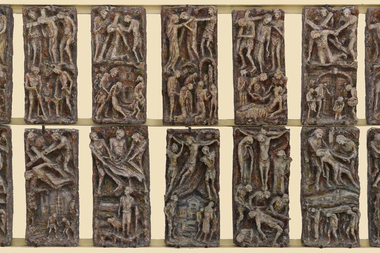 Oratorio di San Canciano al cimitero, via Crucis, Italo Costantini, 1975, Lestans