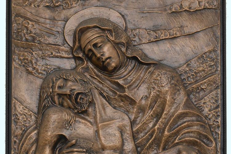 Oratorio di San Canciano al cimitero, via Crucis, deposizione, Italo Costantini, 1975, Lestans