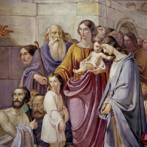 Chiesa di San Lorenzo martire di Talmassons, Rocco Pittaco, San Lorenzo mostra i tesori della Chiesa al prefetto Cornelio, particolare, 1850