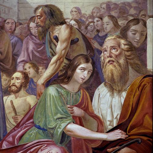 Chiesa di San Lorenzo martire di Talmassons, Rocco Pittaco, San Lorenzo mostra i tesori della Chiesa al prefetto Cornelio, particolare, 1850