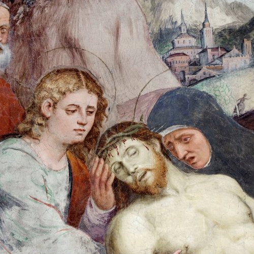 Pomponio Amalteo (1505-1588), Deposizione della croce, metà sec. XVI, particolare