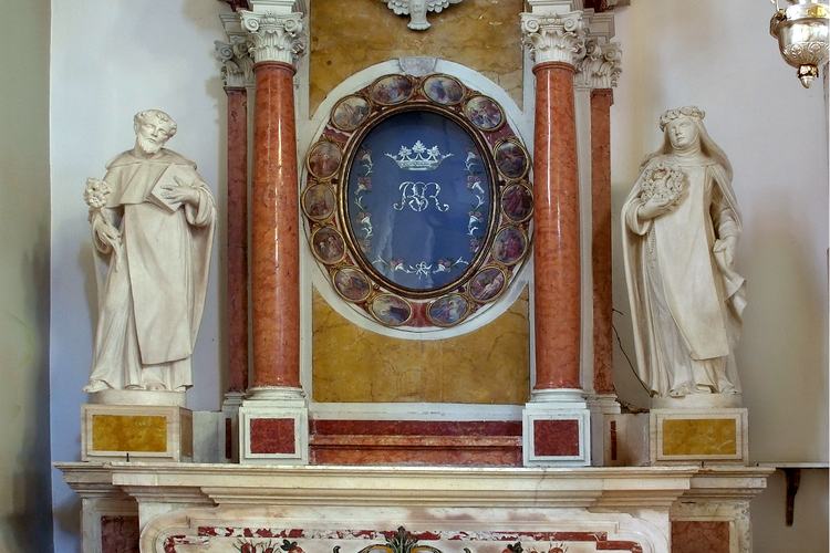 Chiesa parrocchiale di Variano, Simone Periotti, Altare della Beata Vergine del Rosario, 1745