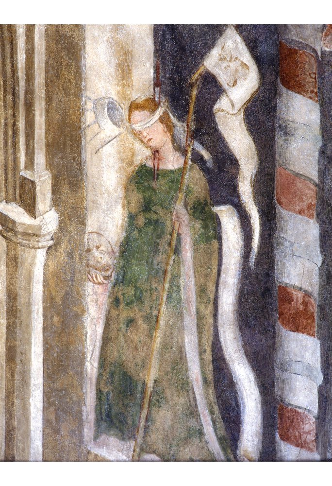 Tabernacolo del SS. Sacramento, post 1450, fanciulla bendata rappresentante la Sinagoga