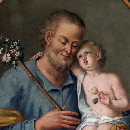 San Giuseppe col Bambino, ovale nella sacrestia