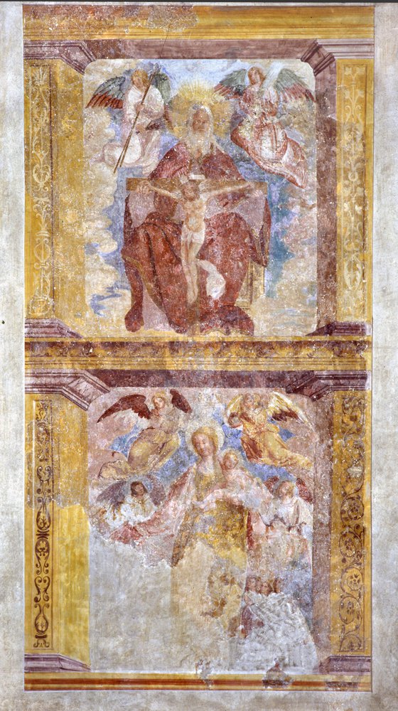 La Trinità e Madonna con Bambino, angeli e oranti, XVI secolo